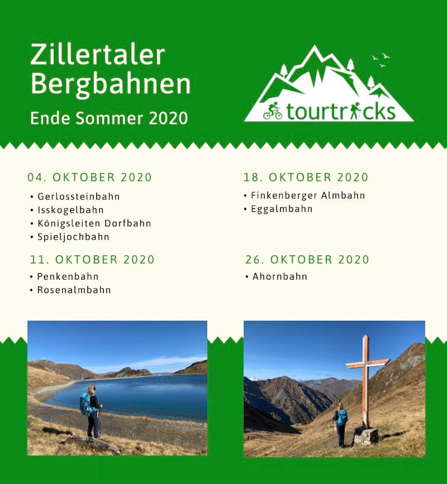 Überblick Termine Herbst 2020 Bergbahnen Zillertal