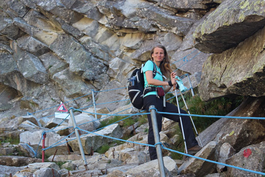 Seilsicherungen auf dem Weg zu Zittauer Hütte