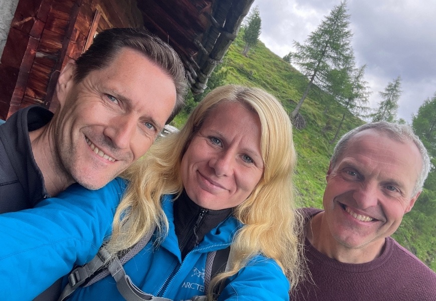 Thomas von der Karlalm, Tina von tourtricks und Thomas von tourtricks auf einem Selfie